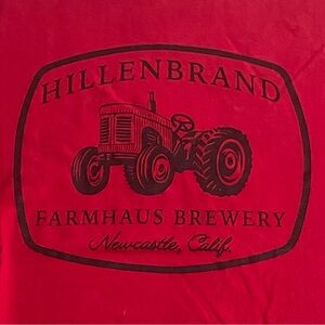 Hillenbrand Farmhaus Newcastle California Brewery T-Shirt Red